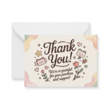 かわいいパステルThank Youカード