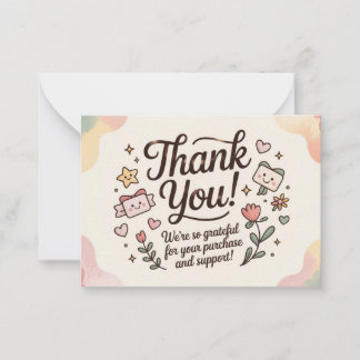 かわいいパステルThank Youカード ノートカード