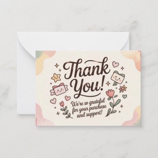 かわいいパステルThank Youカード ノートカード (正面)