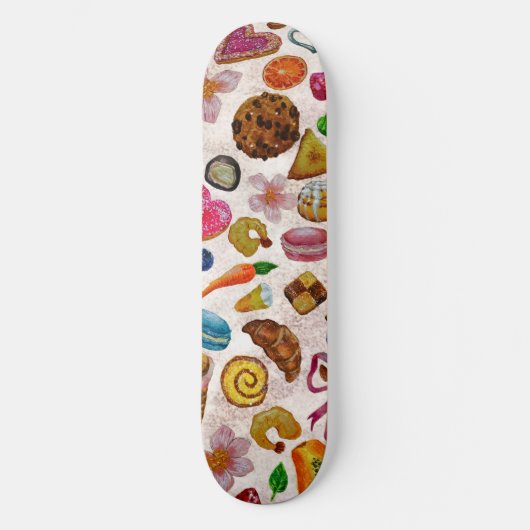 かわいいパストリー菓子スイーツ スケートボード (正面)