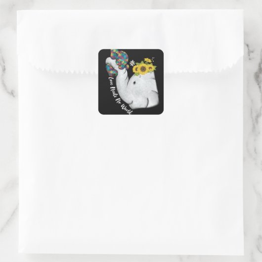 かわいいパズル象ママ自閉症の意識 スクエアシール (バッグ)