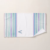 かわいいパターカラフルンストライプズピンクブルーモノグラム バスタオルセット (ハンドタオル)