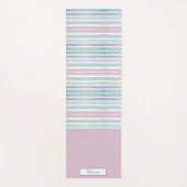 かわいいパターカラフルンストライプズピンクブルーモノグラム ヨガマット (正面)