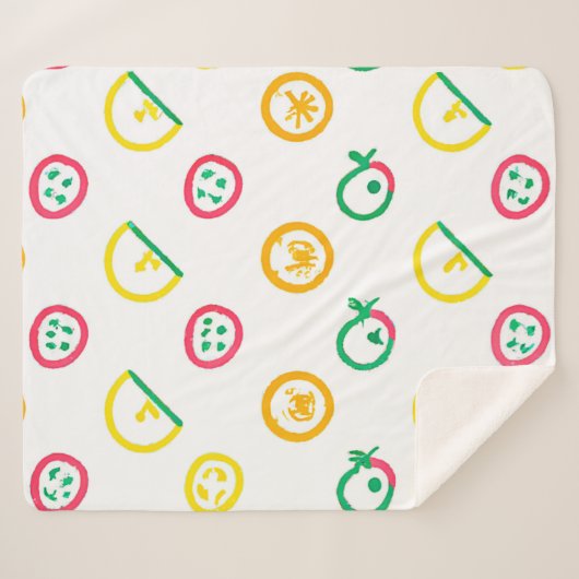 かわいいパターンのアートワーク。買今 シェルパブランケット (正面(横))