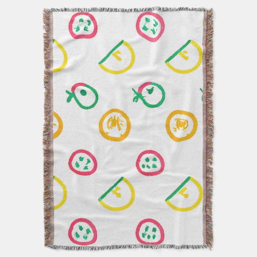 かわいいパターンのアートワーク。買今 スローブランケット (正面縦)