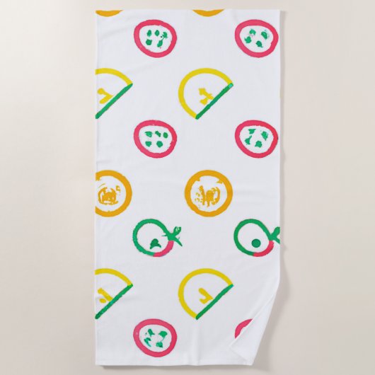 かわいいパターンのアートワーク。買今 ビーチタオル (正面)