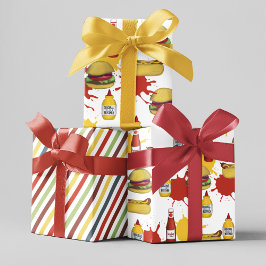 かわいいパターンハンバーガーとホットドッグ ラッピングペーパーシート