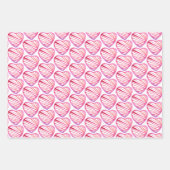 かわいいパターンピンク色の花ハート水色 ラッピングペーパーシート (正面3)