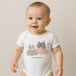 かわいいパターン子猫の雲 ベビーボディスーツ