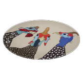 かわいいパターン(の模様が)あるギニア鳥たち3羽 カッティングボード (角)