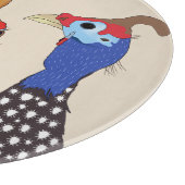 かわいいパターン(の模様が)あるギニア鳥たち3羽 カッティングボード (角)