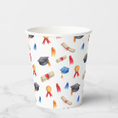 かわいいパターン(の模様が)ある卒業 紙コップ (正面)