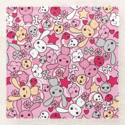 かわいいパターン ガラスコースター (正面)