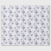 かわいいパターン – フローラマーキング付き北欧キツネ ラッピングペーパー (フラット)