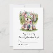 かわいいパッチドッグドール、キッズスクール、バレンタインデー シーズンカード (正面)