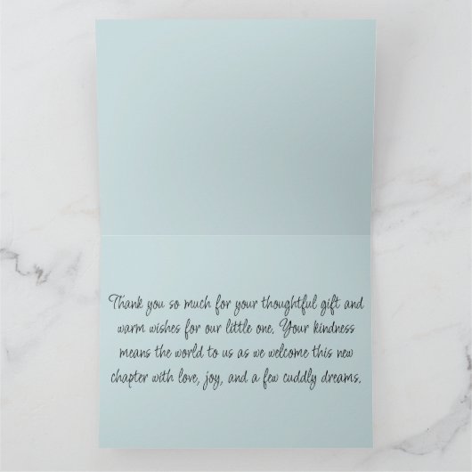 かわいいパッチワークの牛が星空の月を越えて サンキューカード (内部)