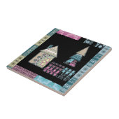 かわいいパッチワークキルティングハウスのツリー抽象芸術図形 タイル (側面)