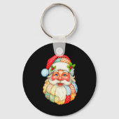 かわいいパッチワークサンタクロースのクリスマスクリスマスメンズウームーム キーホルダー (正面)