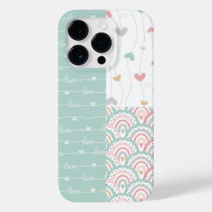 かわいいパッチワークラブハートレインボーズパステル Case-Mate iPhone 14 PROケース