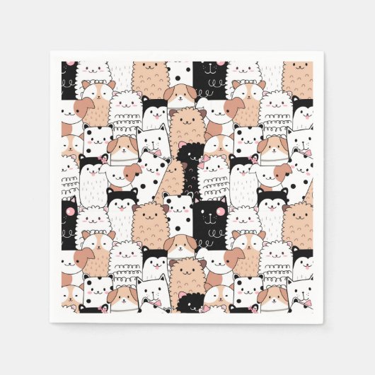かわいいパップスナプキン スタンダードカクテルナプキン (正面)