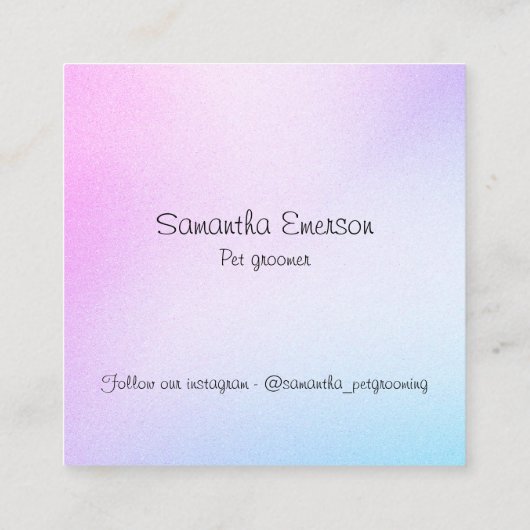 かわいいパップドッググルーミンググラディアントカラープロフェッショナル スクエア名刺 (裏面)
