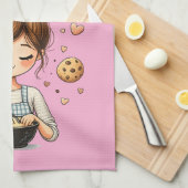 かわいいパティシエの少女　もう１つだけコookieを キッチンタオル (四つ折り)