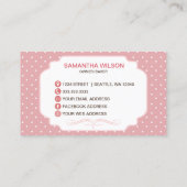 かわいいパティシシェフカップケーキビジネスカード 名刺 (裏面)