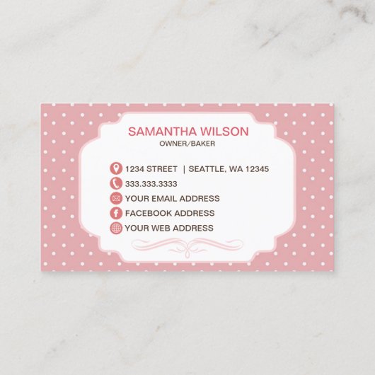 かわいいパティシシェフカップケーキビジネスカード 名刺 (裏面)