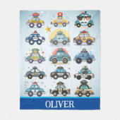 かわいいパトカーの柄パーソナライズされた フリースブランケット (正面)