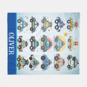 かわいいパトカーの柄パーソナライズされた フリースブランケット (正面(横))