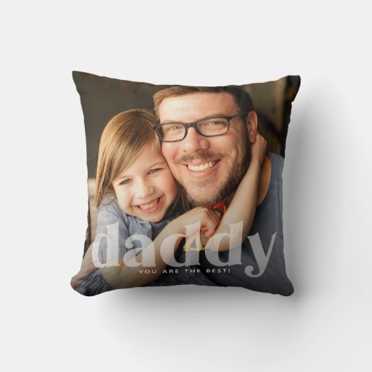 かわいいパパのオーバーレイタイポグラフィ写真 クッション (正面)