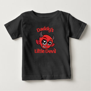 かわいいパパの小さな悪魔の漫画デザイン ベビーTシャツ