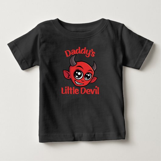 かわいいパパの小さな悪魔の漫画デザイン ベビーTシャツ (正面)