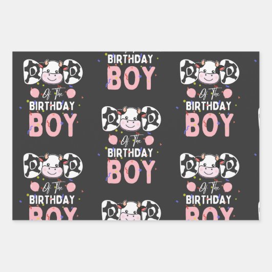 かわいいパパの誕生日ボーイカウファーム ラッピングペーパーシート (正面)