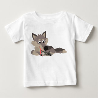 かわいいパパウルフ&パップスベビーTシャツ ベビーTシャツ
