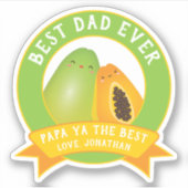 かわいいパパヤザ最高のラヴおもしろいことわざのパパ シール (正面)