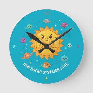 かわいいパパ 太陽系 星 宇宙 カートゥーン ラウンド壁時計