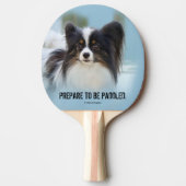 かわいいパピヨンスパニエル犬ドッグアットザ波止場 卓球ラケット (正面)
