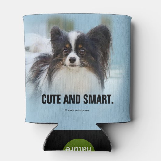 かわいいパピヨンスパニエル犬ドッグアットザ波止場 缶クーラー (裏面)