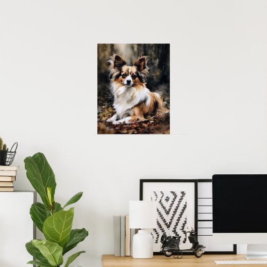 かわいいパピヨンドグアートプリントポスター ポスター (ホームオフィス)