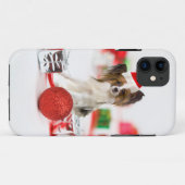 かわいいパピヨン犬のクリスマスサンタ帽子 Case-Mate iPhoneケース (裏面(横))