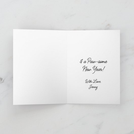 かわいいパピロンの水の色のパーソナライズされたクリスマス カード (内部)