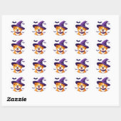 かわいいパピーの魔女の帽子 ハロウィン 犬のシーン ラウンドシール (シート)