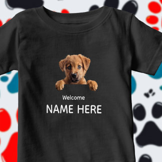 かわいいパピーようこそメッセージ ベビーTシャツ