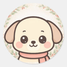 かわいいパピー顔ステッカー