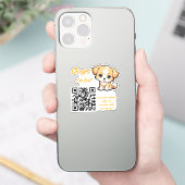 かわいいパピー 遺失物返却QRステッカー シール (スマートフォン)