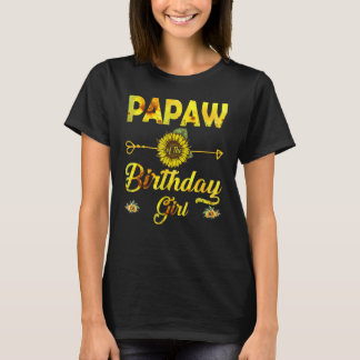 かわいいパプアオブザ誕生日ガールパパひまわり Tシャツ