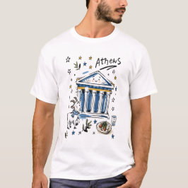 かわいいパルテノン神殿アテネのドゥードゥルアート Tシャツ