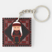 かわいいパレスチナの女の子　刺繍　赤いタトリーズ キーホルダー (裏面)