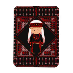かわいいパレスチナの女の子 刺繍 赤いタトリーズ マグネット